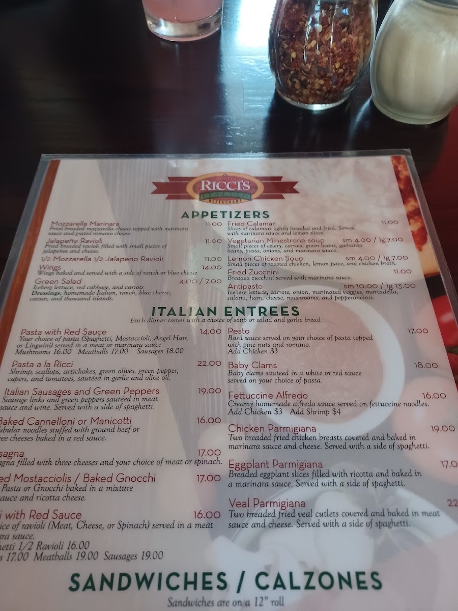 Menu Ricci's Italian Restaurant-9